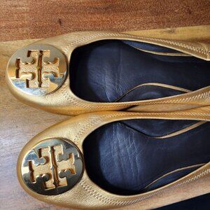 Tory Burch Metallic Gold Flats